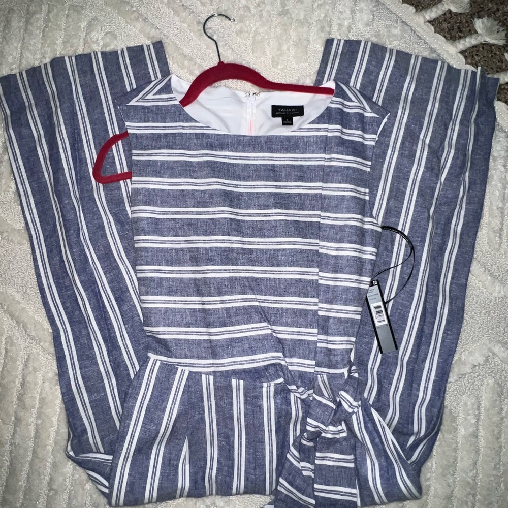 TAHARI: Blue/White Jumpsuit - Size 8